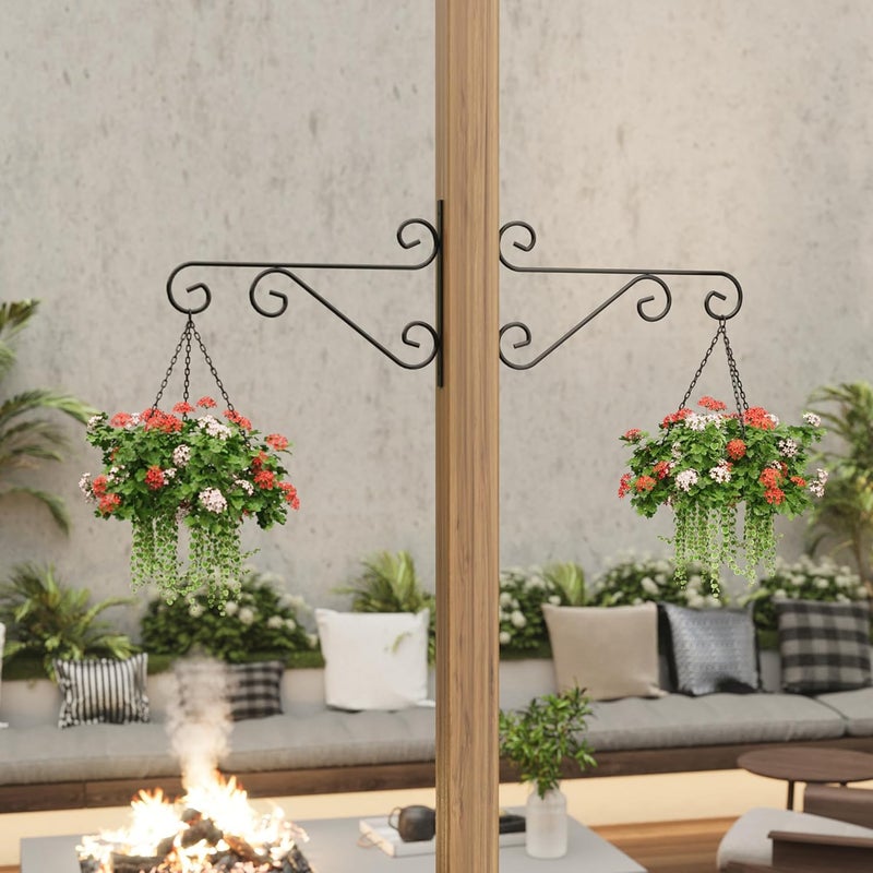 PROWORX 2 Pack 16 Inch Plant Hangers Outdoor Bracket, Indoor Wall Mount Metal Heavy Duty Rust-Resistant Bird Feeder Plant Hooks for Hanging Planters, Flower Baskets, Black - Image 3